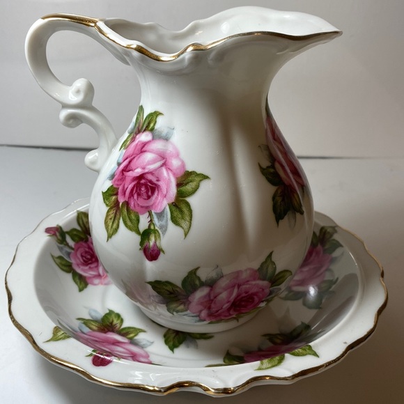 Norcrest China Bath Vintage Norcrest Fine China Water Pitcher Bowl